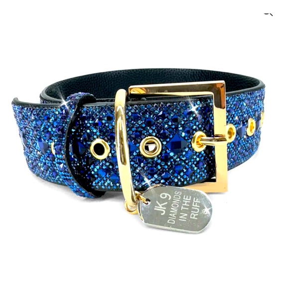 DESIGNER-BLUE DOG COLLAR LARGE - Picture 1 of 2